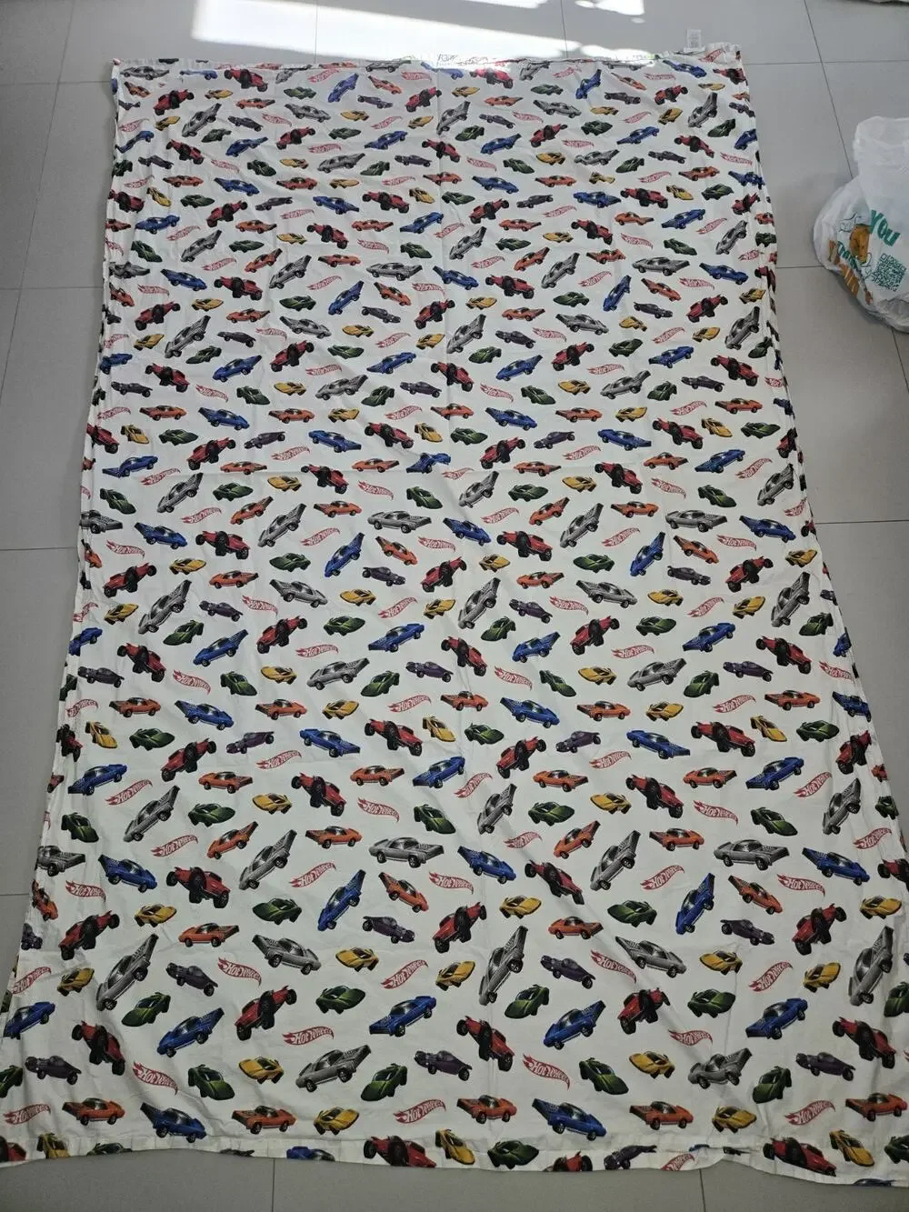 Pottery Barn Kids Hot Wheels Twin Flat Sheet Only 100% Org Cotton Cars