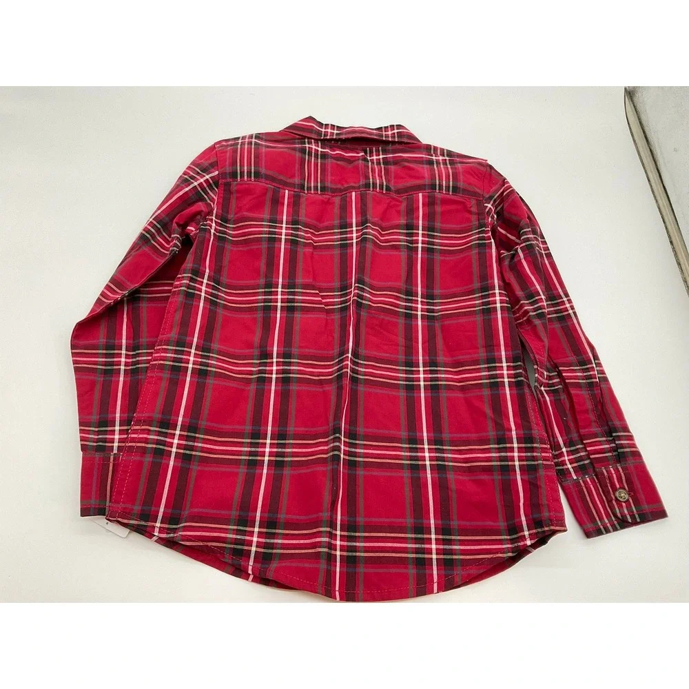 Carters Button Down Shirt Boys 6 Green Red Plaid 2 Pack Holiday School Classic