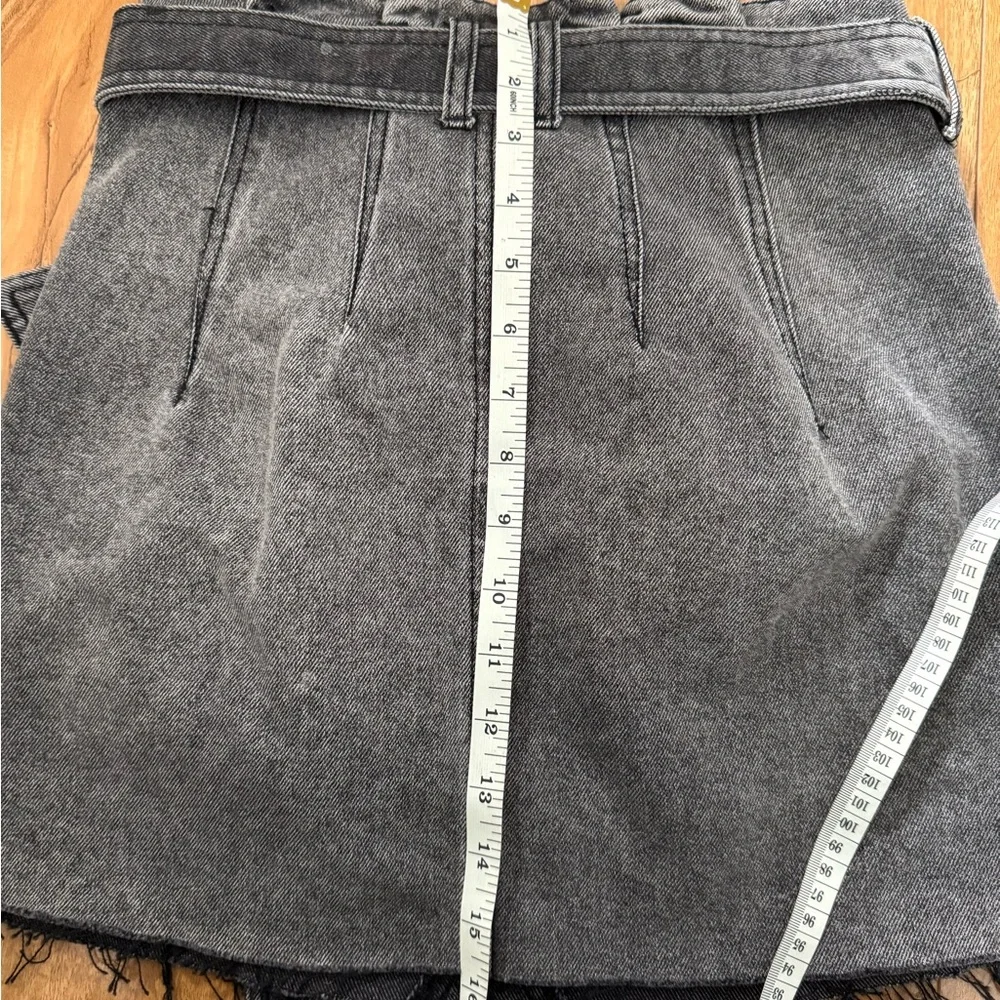 We The Free Washed Black Denim Mini Skirt with Tie Waist