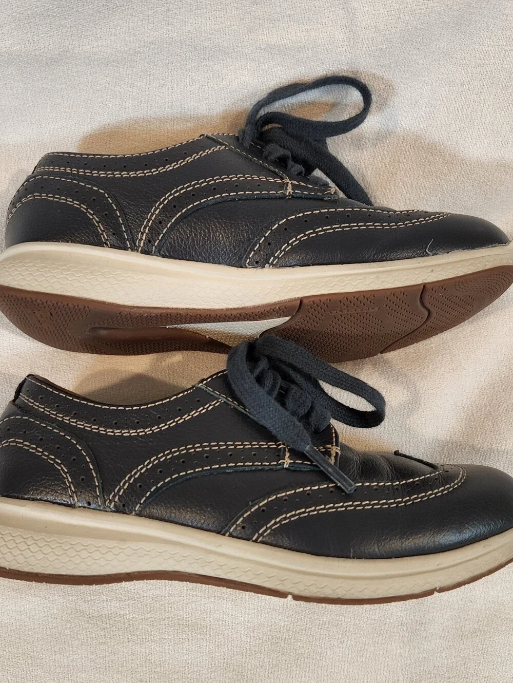 Florsheim Great Lakes Jr Wing Tip Oxford Boys Navy Blue Leather Shoes Size 12