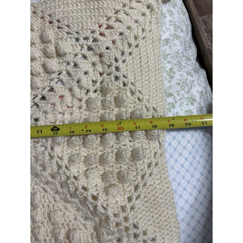 3 Pc Crocheted Cream Granny Square Cottage Core Granny 18