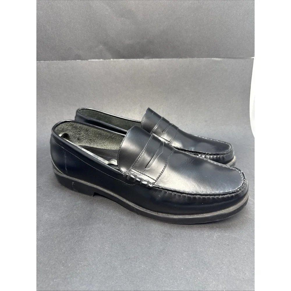 Brassboot Black Leather Men's Dress Loafers 13 M Shoes w Vtg Shoe Tree Stretcher