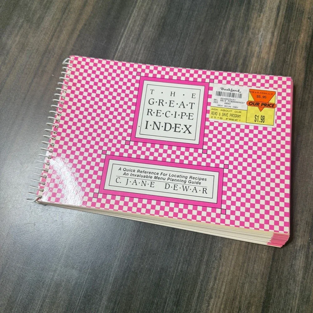 Vintage The Great Recipe Index Jane Dewar Spiral Bound Recipe‎ Organizer Book
