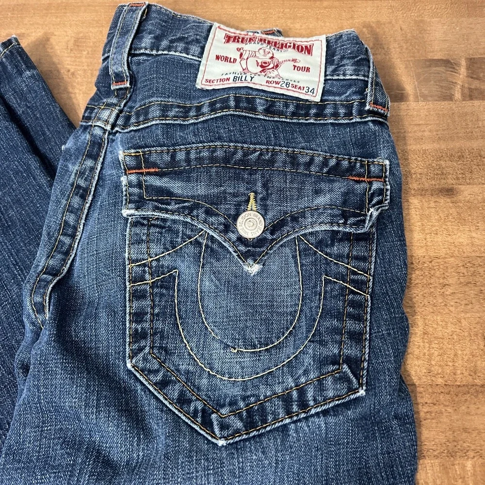 Vintage‎ True Religion World Tour Men's Jeans Billy Row 28 Seat 34 USA