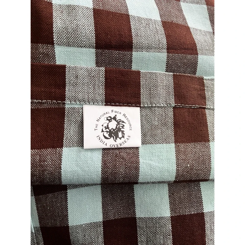 Colonial Williamsburg Check‎ Napkin Aqua Brown 1700 reproduction Americana SET 4