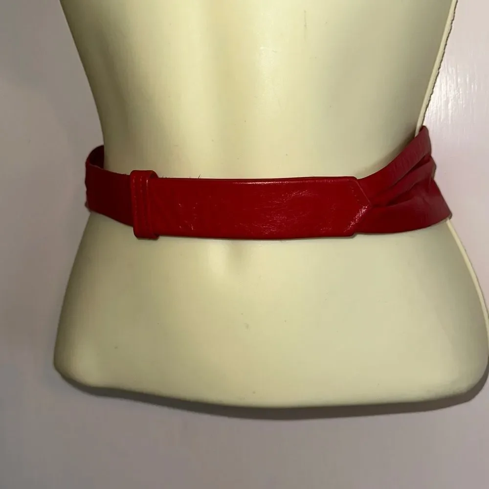 Vintage 80s‎ red leather belt -Small