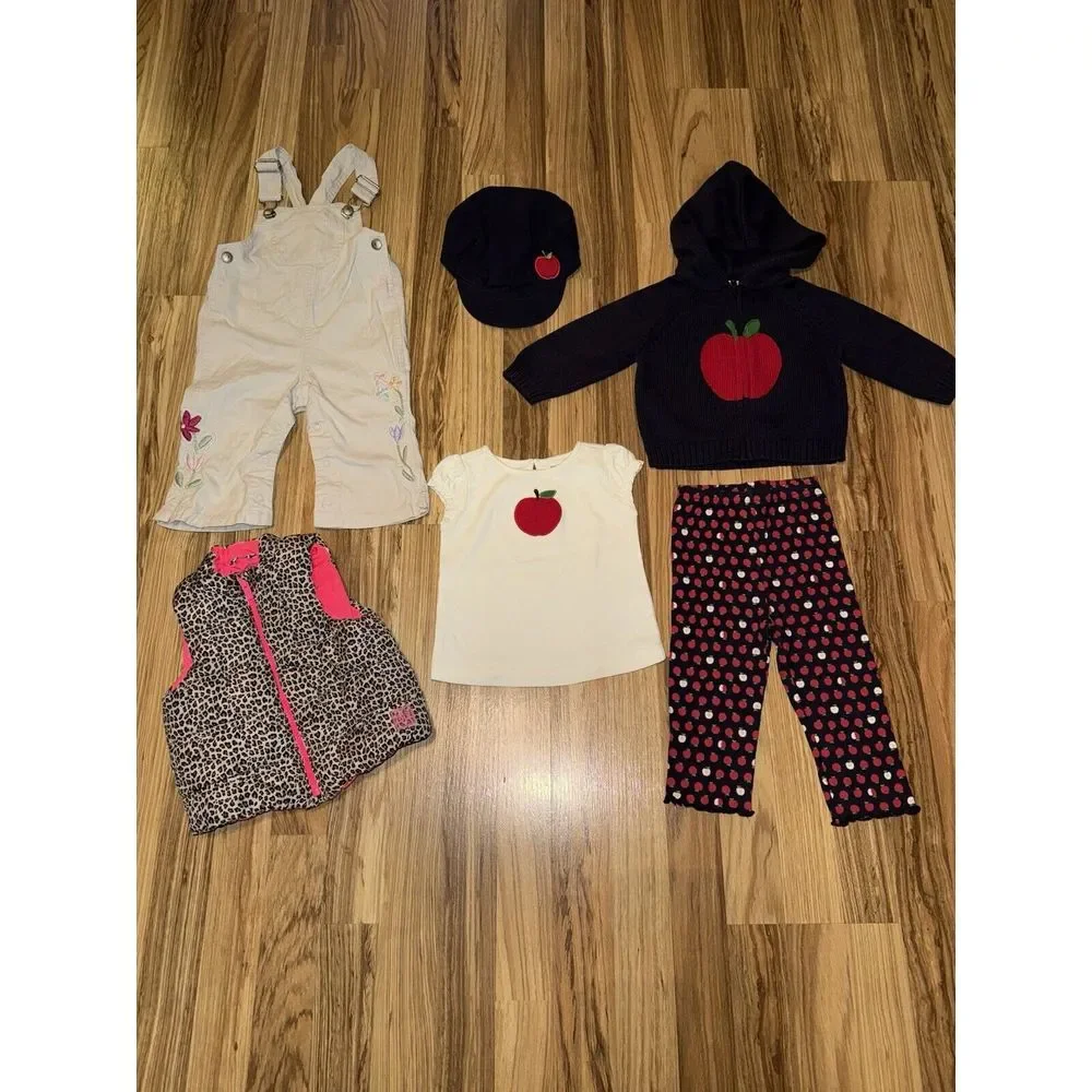 Gymboree GAP Baby Girls‎ Lot 12-24 Months Apple Sweater Overalls Hat Vest