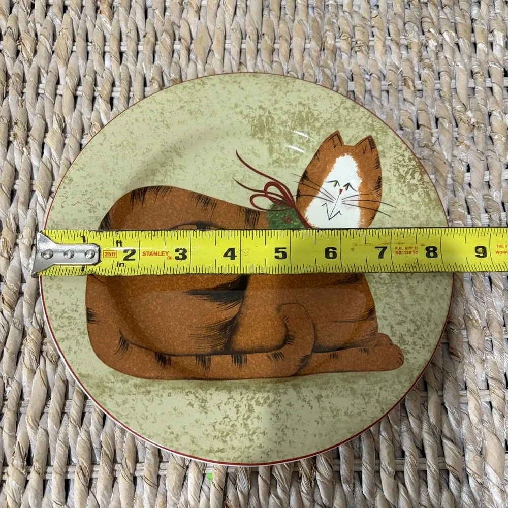 Sakura Christmas cat fiddlestix Salad Dessert‎ plate Orange Tabby 8