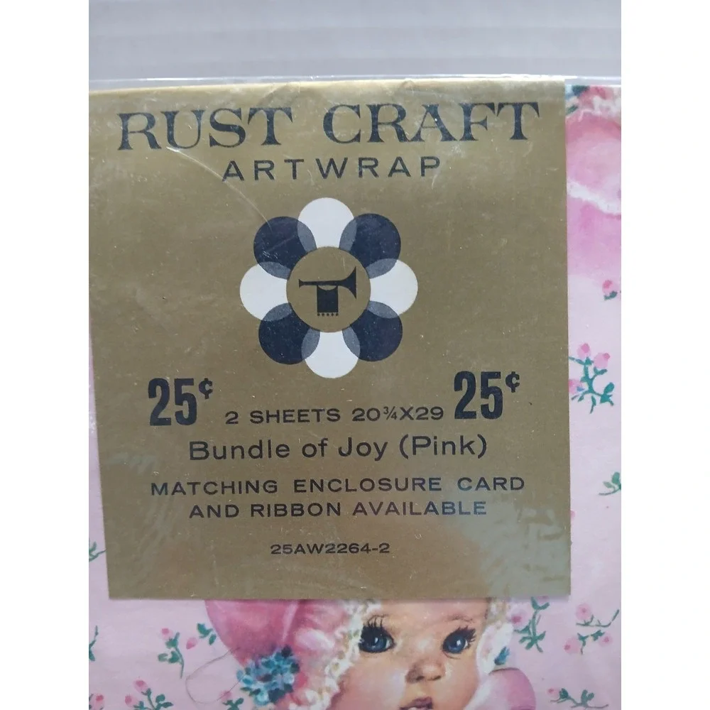 Rust Craft gift wrapping paper featuring a pink 