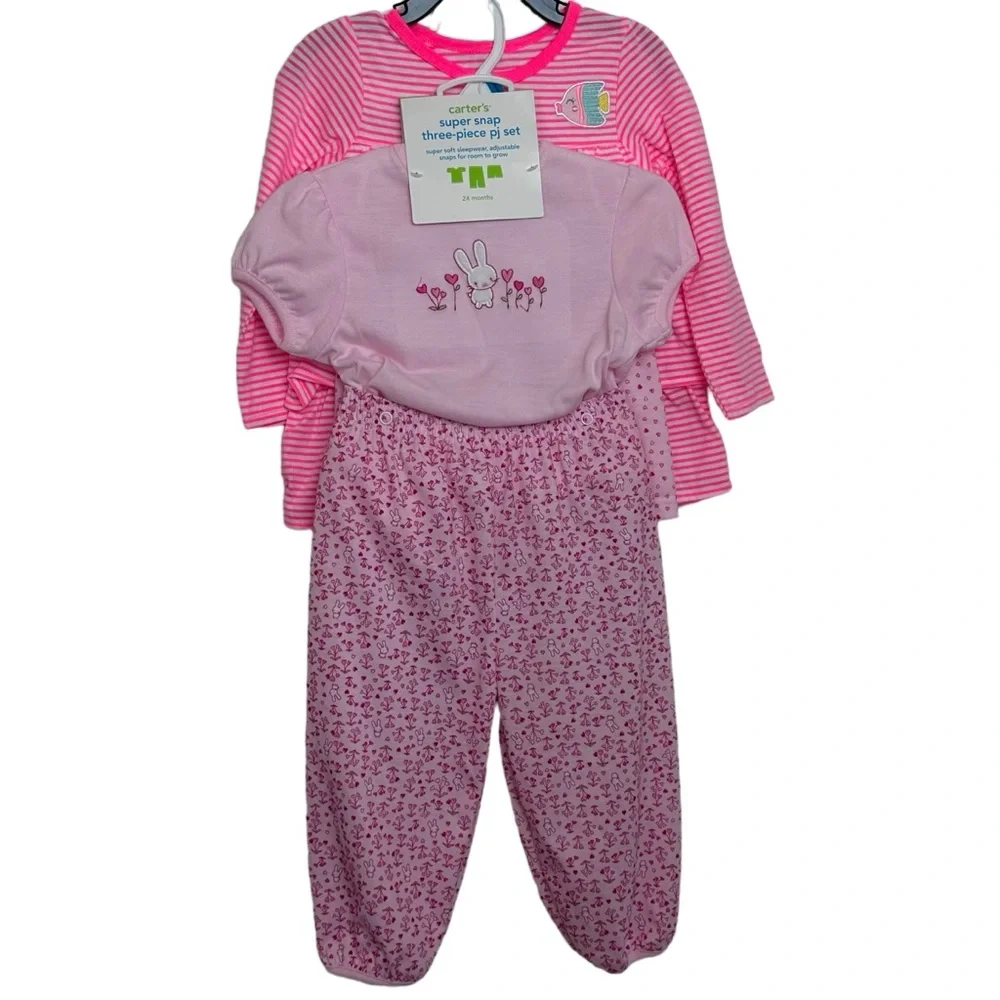Carters 24M 2T Baby Girl Bunny‎ & Fish Outfits Pants Set Short Set 2 Outfits NWT