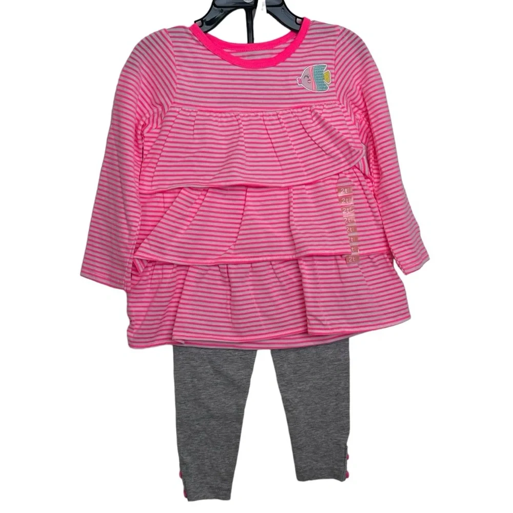 Carters 24M 2T Baby Girl Bunny‎ & Fish Outfits Pants Set Short Set 2 Outfits NWT