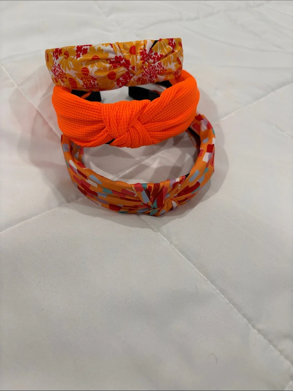Set of 6 Knotted Fabric Headbands — Pink & Orange Mix