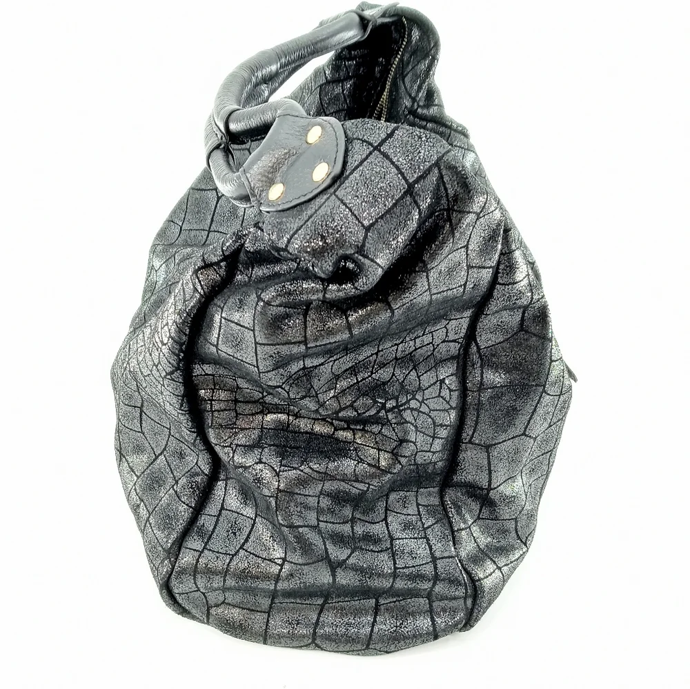 Lola Bernard Modena Croc‎ Embossed Leather Hobo Bag