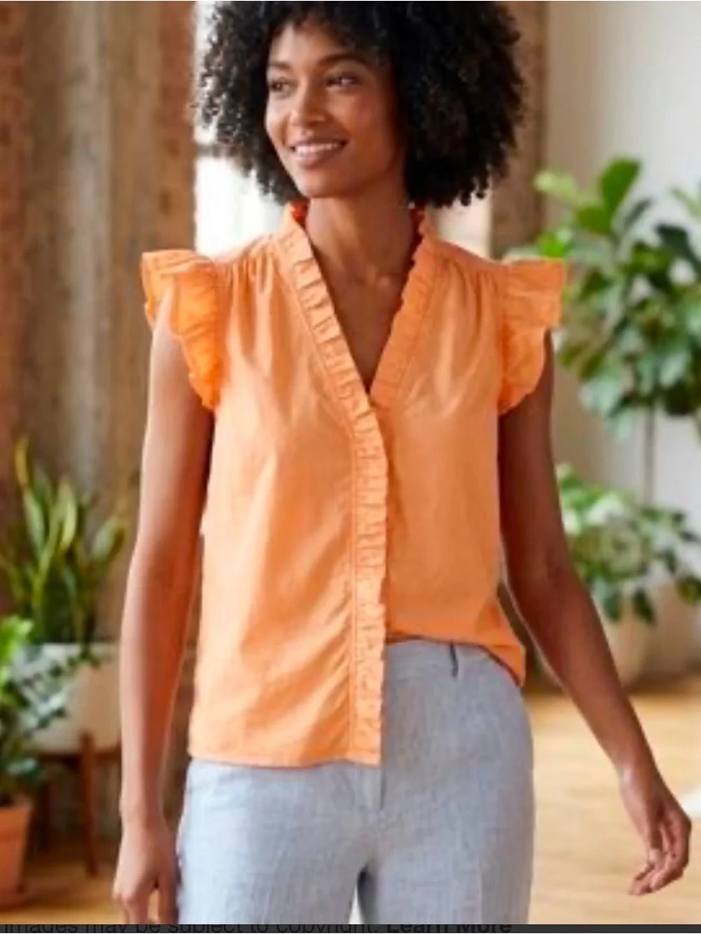 J.crew Women's Orange Ruffle Sleeve top XS