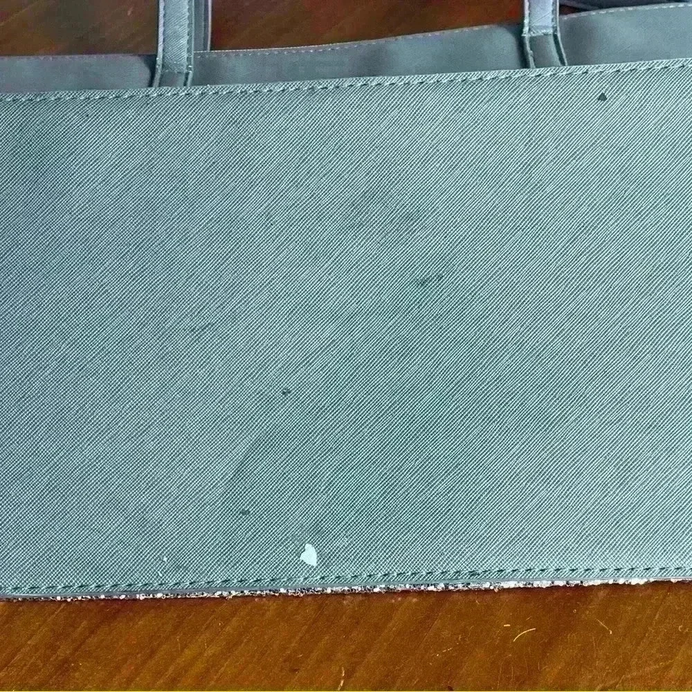 Kate Spade Greta Court Penny Saffiano gray/silver glitter tote bag