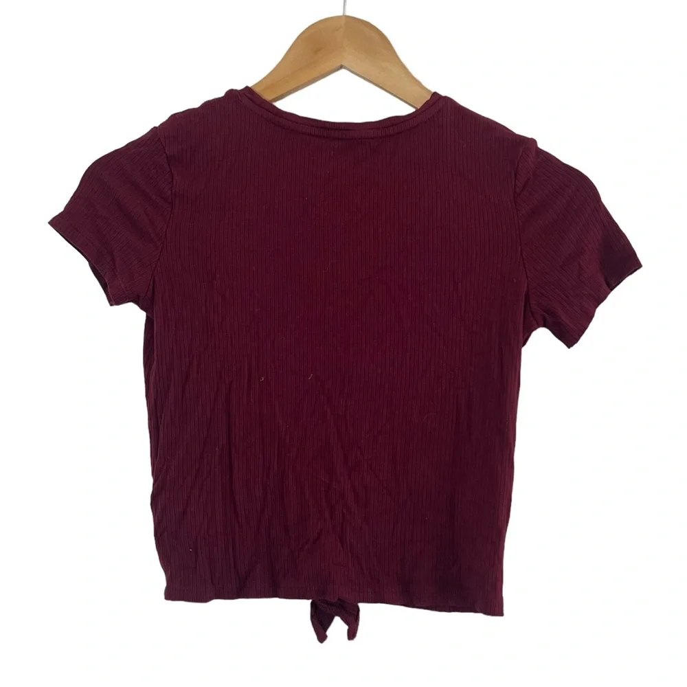 Old Navy | Burgundy knotted front knit short sleeve top girl’s size 6/7 …