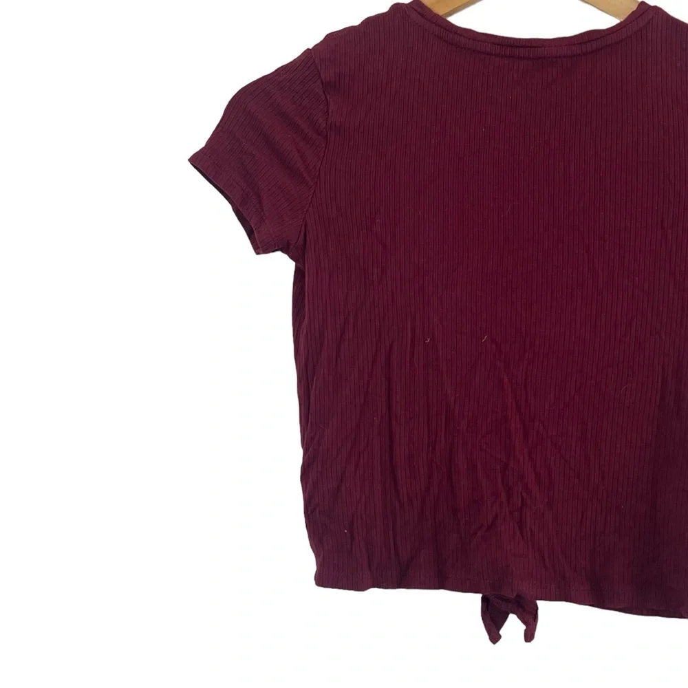 Old Navy | Burgundy knotted front knit short sleeve top girl’s size 6/7 …