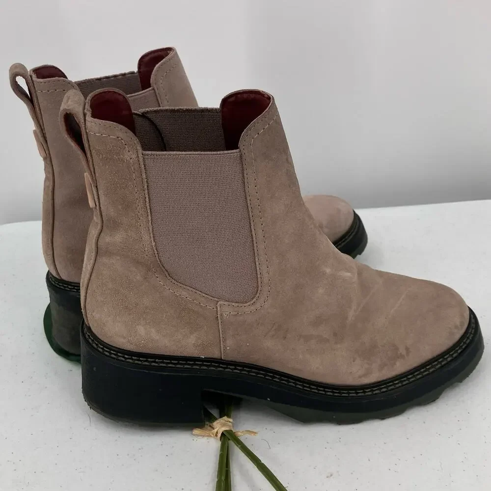 Gianni Bini GB The Change Re-New Tan Suede Leather Chelsea Ankle Heel Boot Shoes