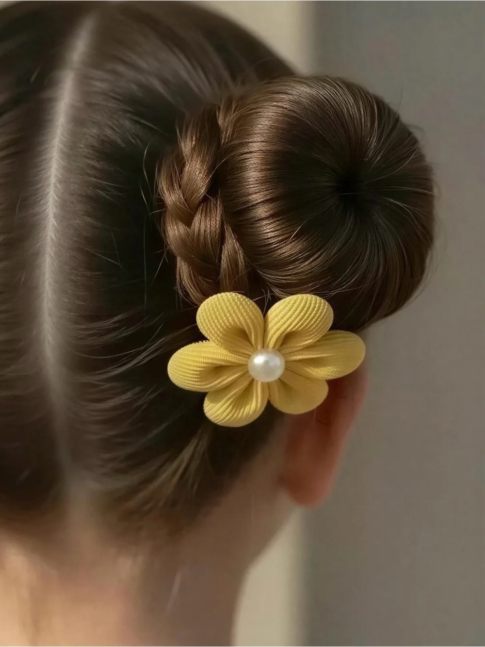 Handmade Yellow Flower Pearl Hair Clips Pair Set of 2