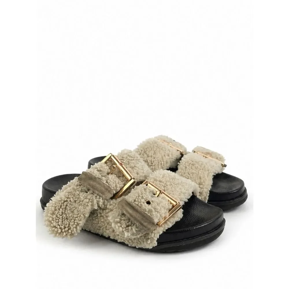 All Saints Sian Shearling Women's Sandals Size 7