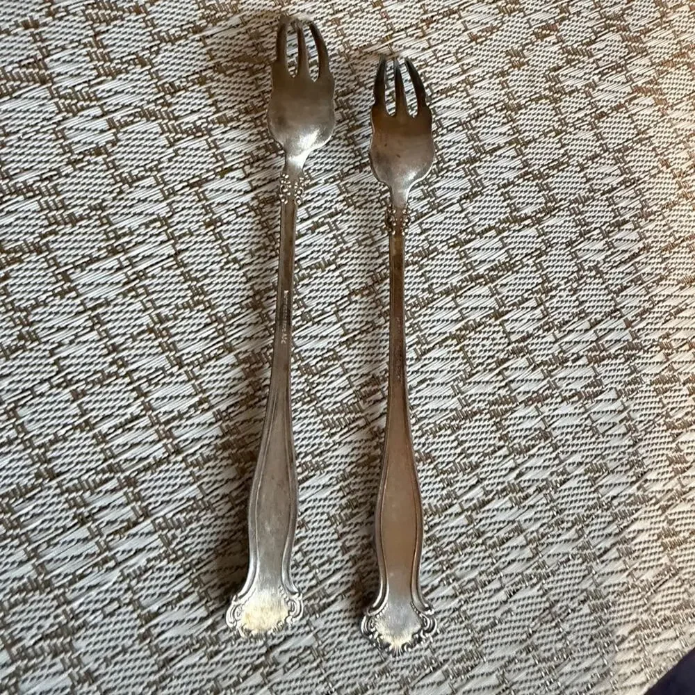 Antique  Silver cocktail oyster Fork Set Roger Bros