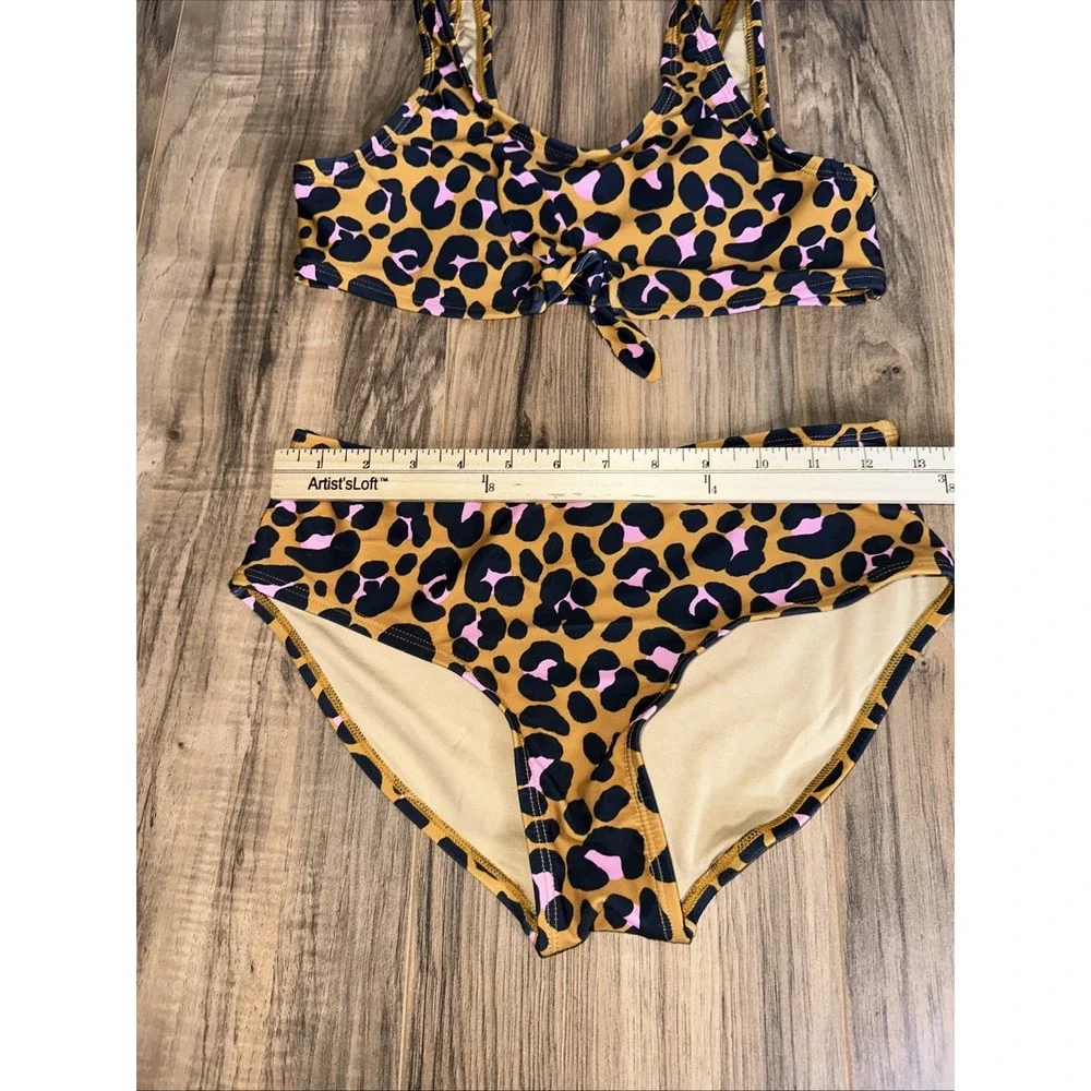 Old Navy Girls Two Piece Bathing Suit XL‎ Cheetah Print