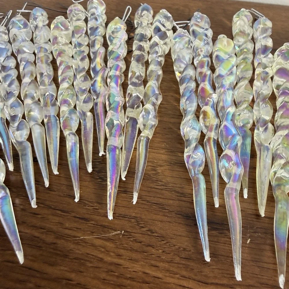 Lot of 23 Vintage Aurora Borealis Twisted Icicle Christmas Ornaments