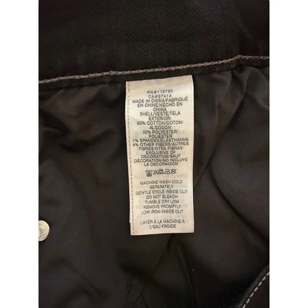 True Religion Ricky Relaxed Straight Jeans Black Rinse Red Stitch Mens 36x34 NEW