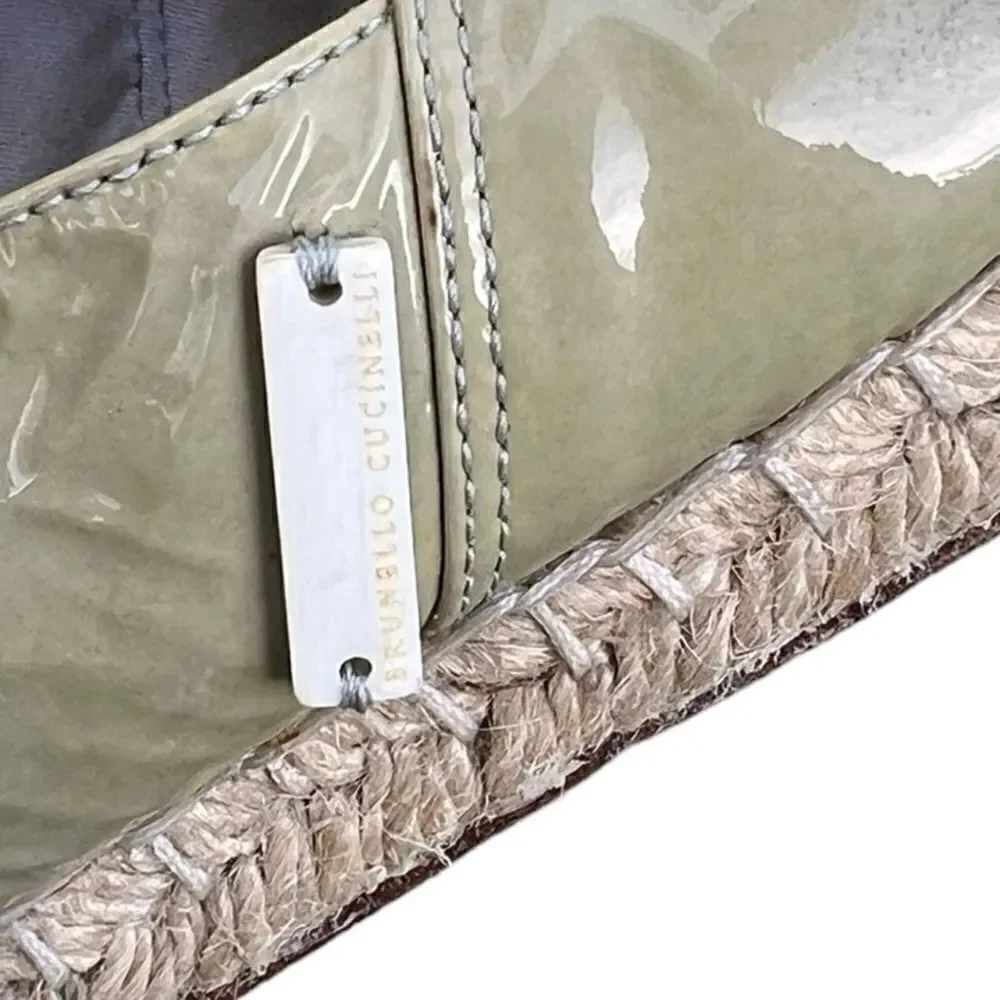 BRUNELLO CUCINELLI Green Patent Leather Espadrilles 36.5