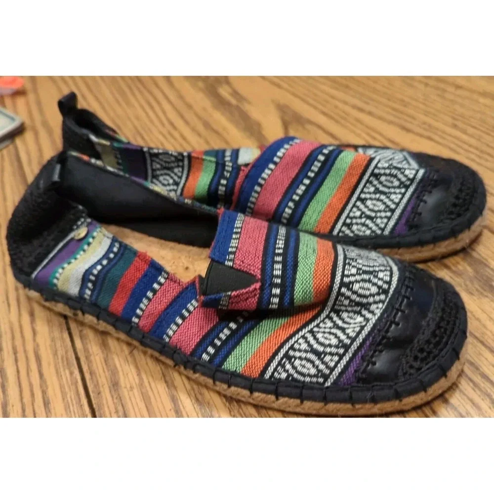 The Sac Size‎ 8 Fabric Flat Boho Espedrilles Slip On Shoes Beach Summer Cute!
