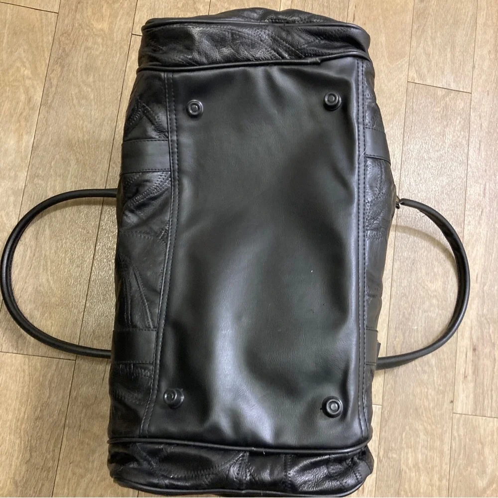 Black Leather Men's Duffel Bag - Stylish Travel Weekender