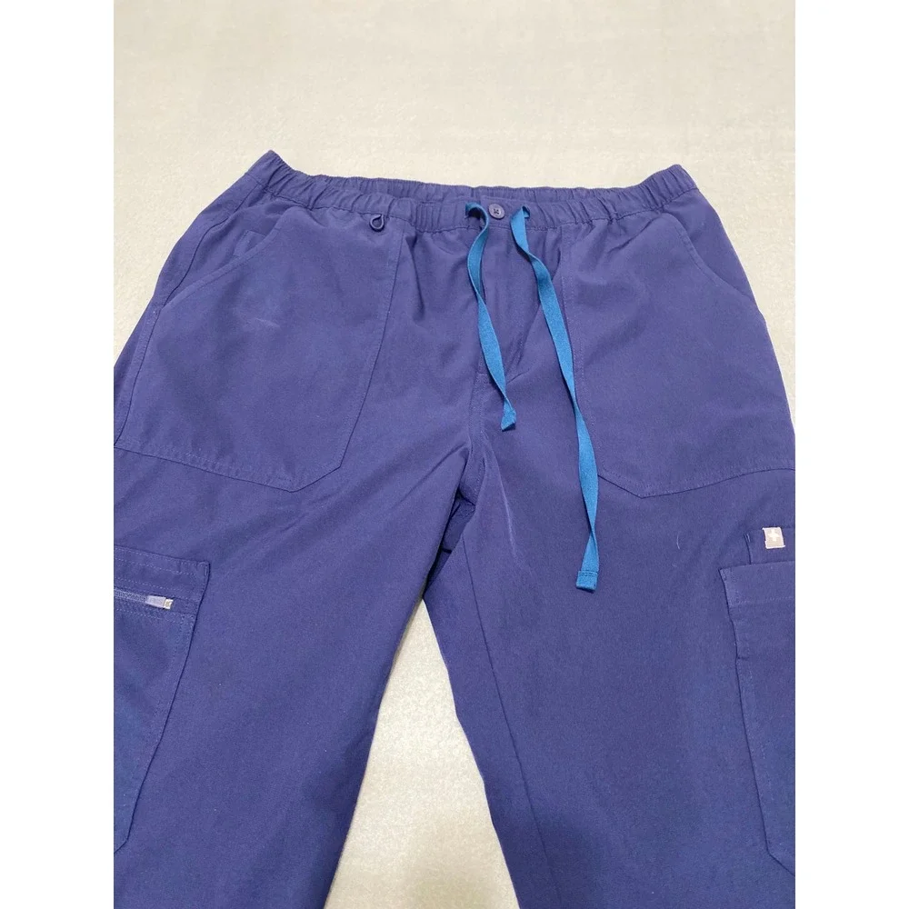 FIGS Technical Collection Mens Navy Blue Scrub Pants Medium Cargo Zip Fly