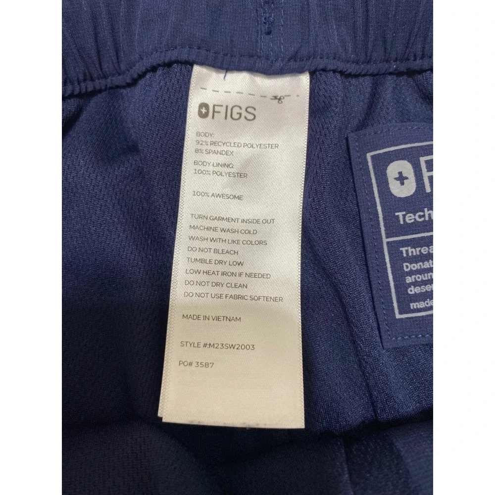 FIGS Technical Collection Mens Navy Blue Scrub Pants Medium Cargo Zip Fly