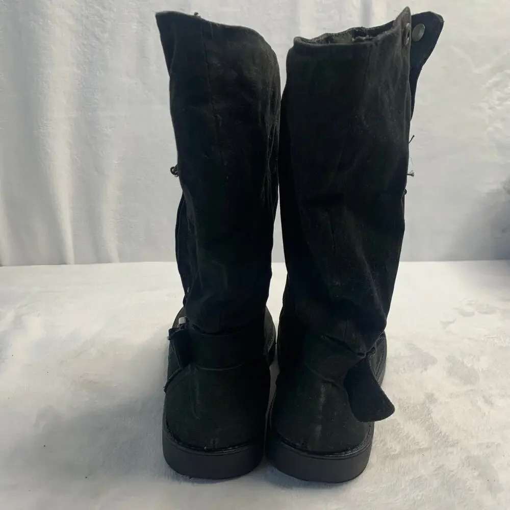 Guess Womens Sz 5.5 Mid Calf Biker Casual Faux Cheetah Fur Lines Boots Zip Up