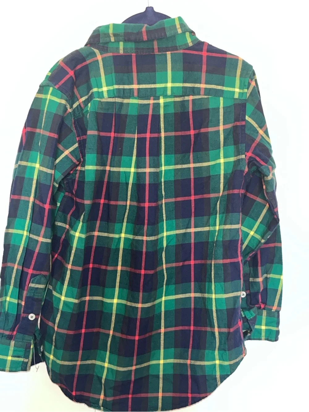 Ralph Lauren Green and Navy Plaid Button-Down Shirt with Red Accents