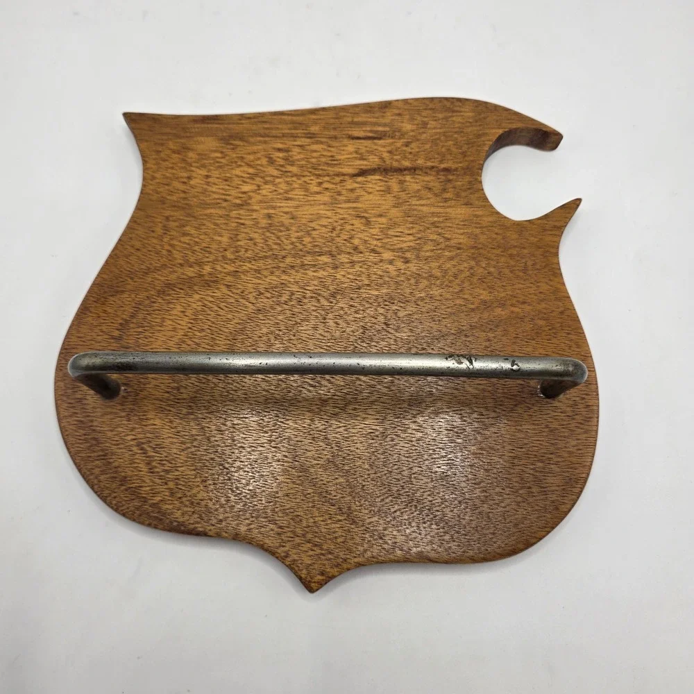 Handmade Vintage Towel Rack Wood Shield Metal‎ Bar Primitive Farmhouse Decor