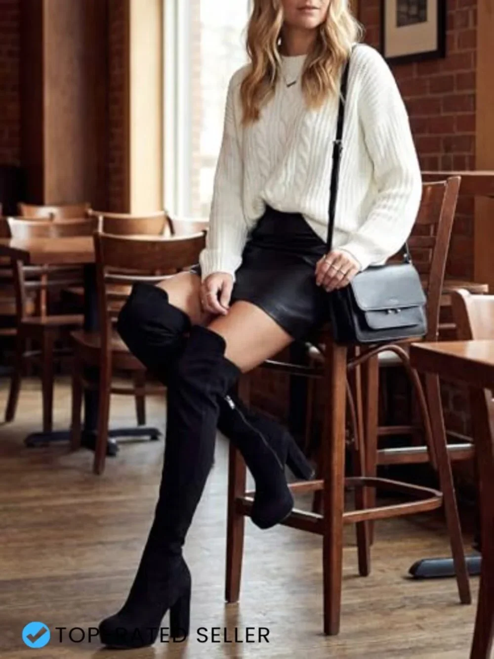 Thigh High Platform Boots Chunky Heel Side Zip Faux Suede Block Heel Fall