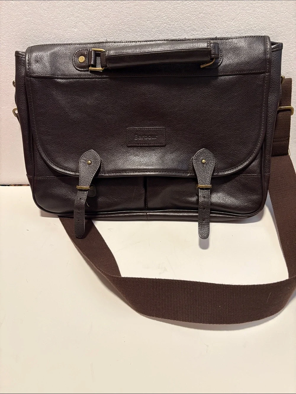Barbour leather Briefcase/Messenger bag with shoulder strap