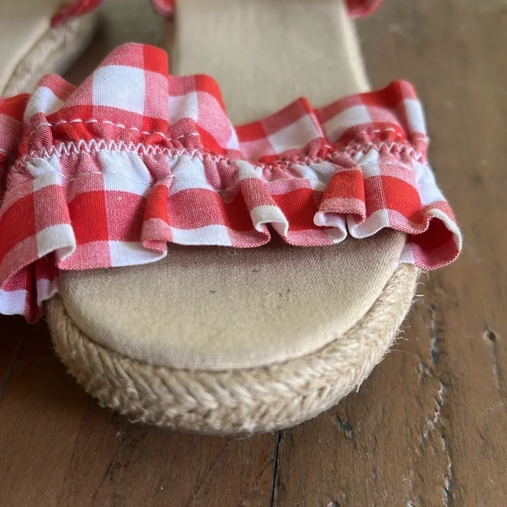 Janie and jack red plaid espadrille sandals