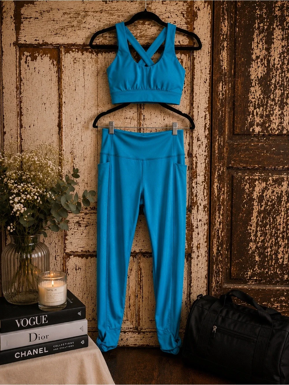 JoyLab Matching Workout Set | Sports Bra & Leggings | Turquoise | Size M