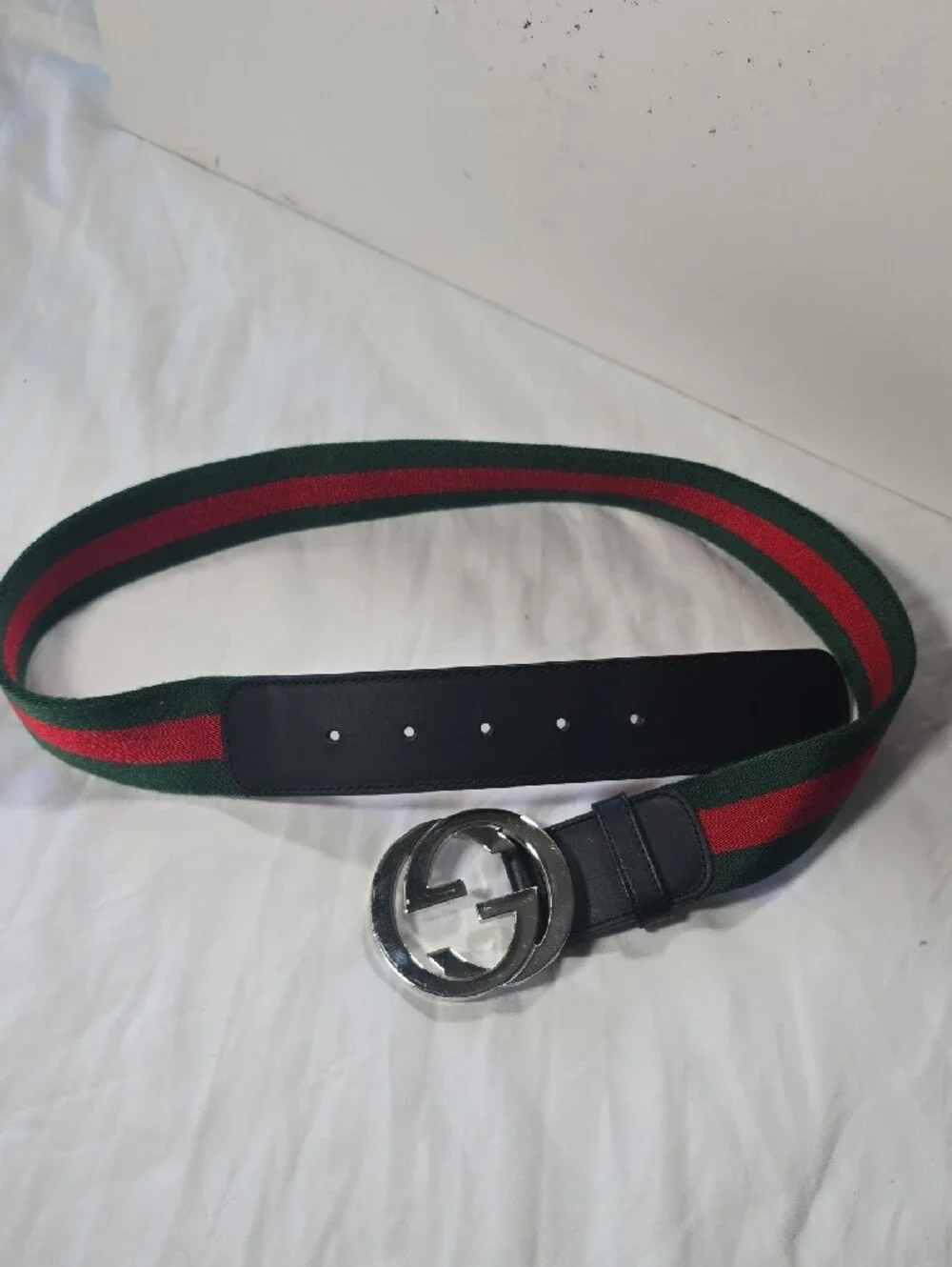 Gucci Men's Green and Red Web Belt