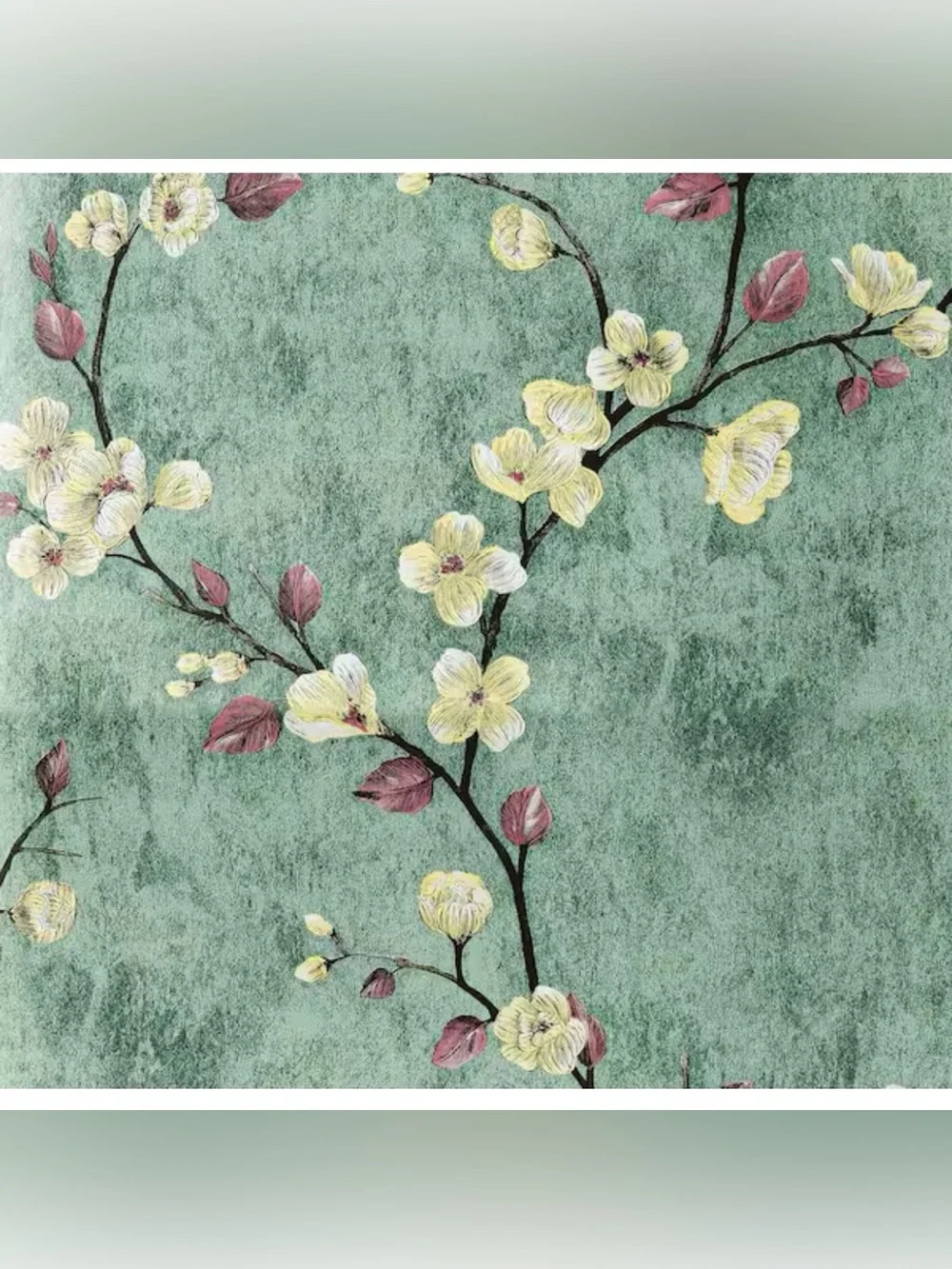 Wallpaper Botanical Dogwood Flower Green Peel & Stick Self Adhesive Removable