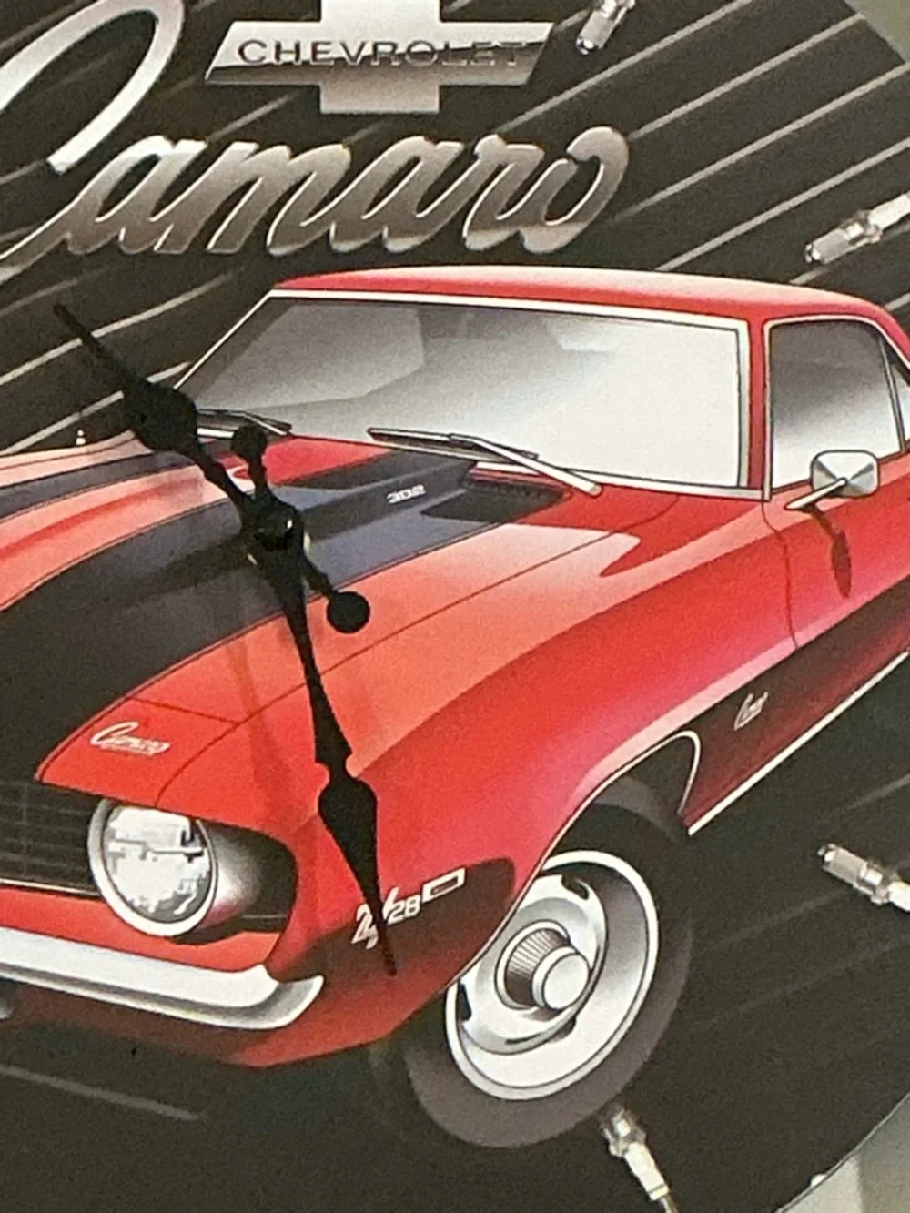 New in box & plastic Camaro 1969 Red Wood Wall Clock