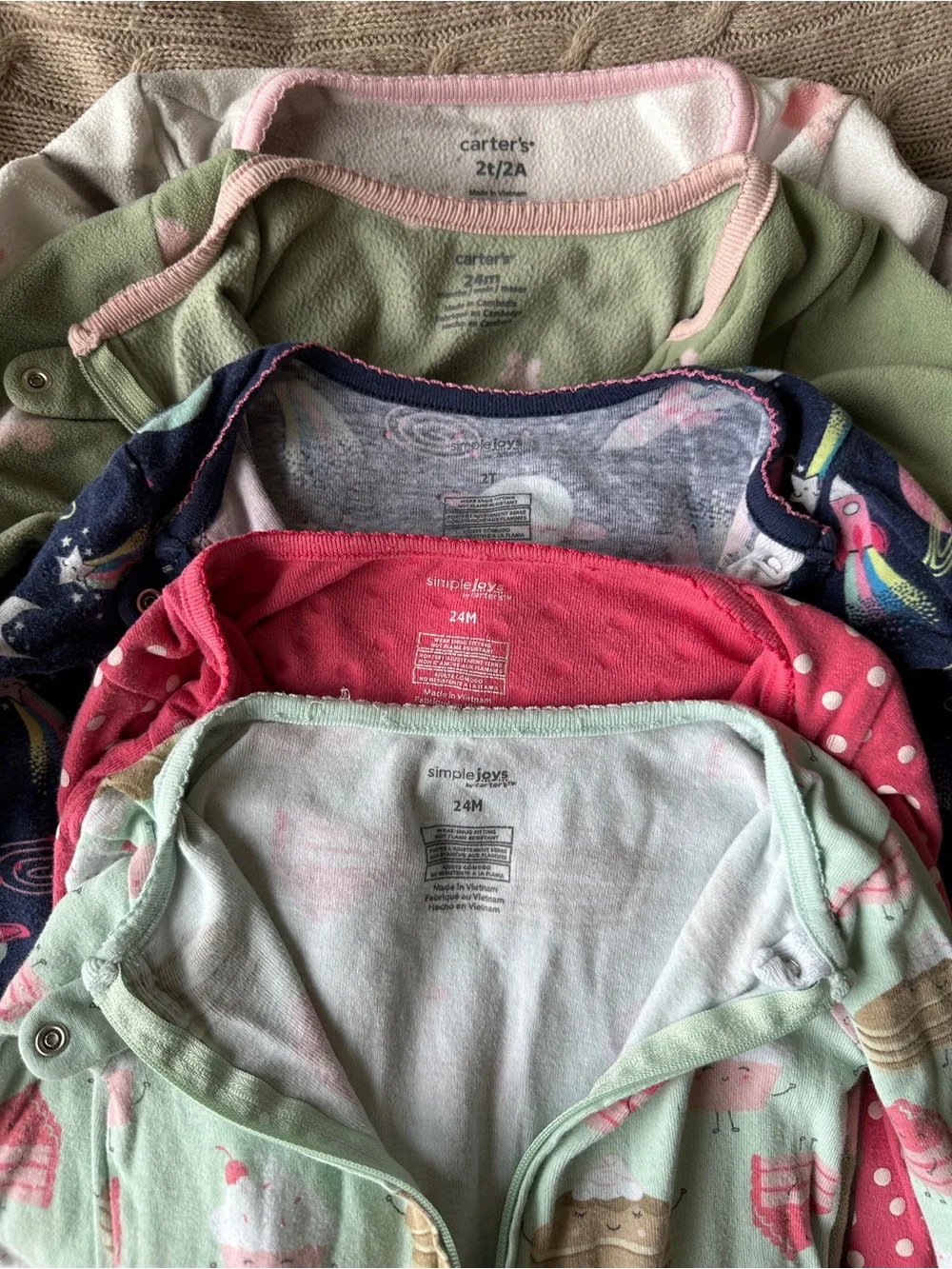 EUC Carter’s 5pc Baby Girl Pajama Bundle, 24 Months