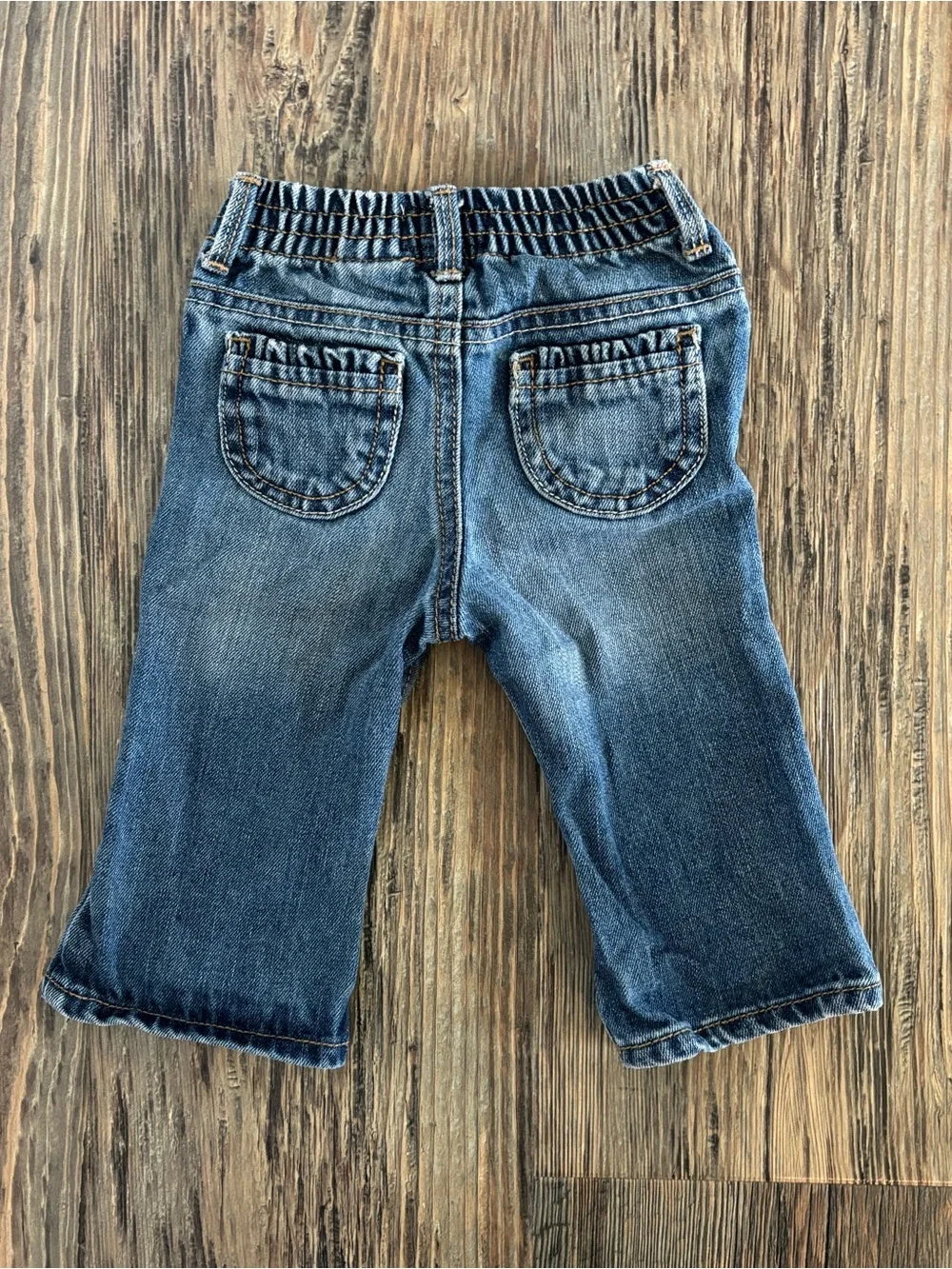 OshKosh B’gosh Blue Denim Jeans 6 Months Pink Ribbon Waist Embroidered Butterfly