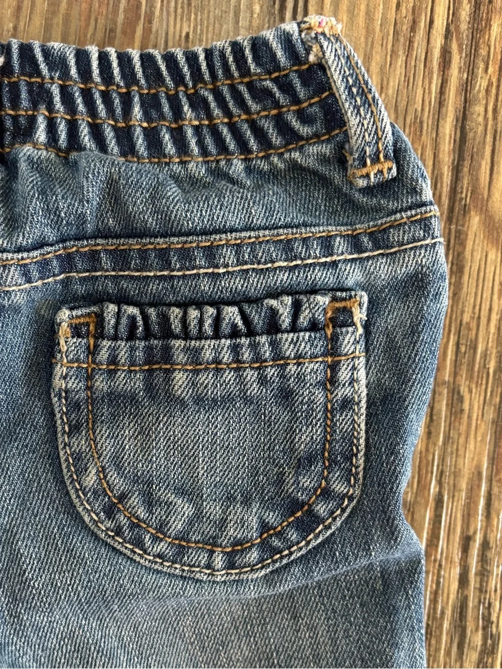 OshKosh B’gosh Blue Denim Jeans 6 Months Pink Ribbon Waist Embroidered Butterfly