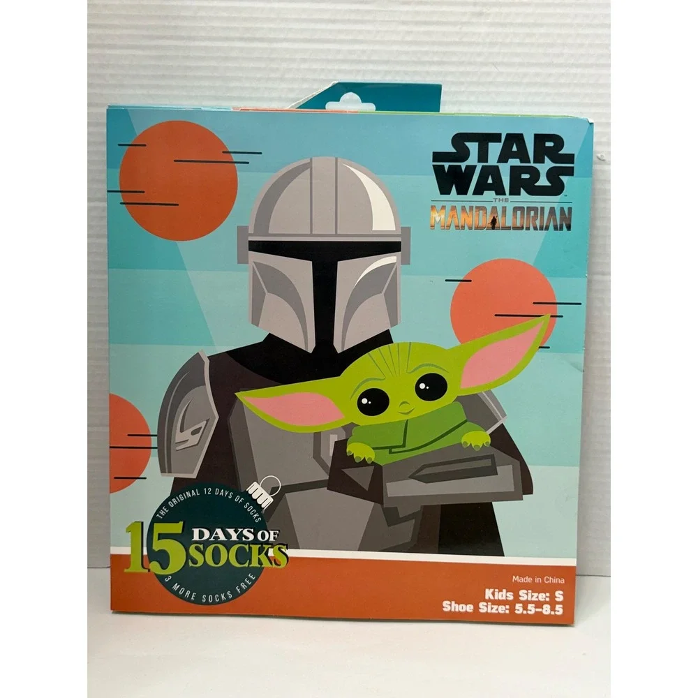 Star Wars The Mandalorian 15 Days of Socks Kids Size S Shoe 5.5-8.5 Grogu NEW