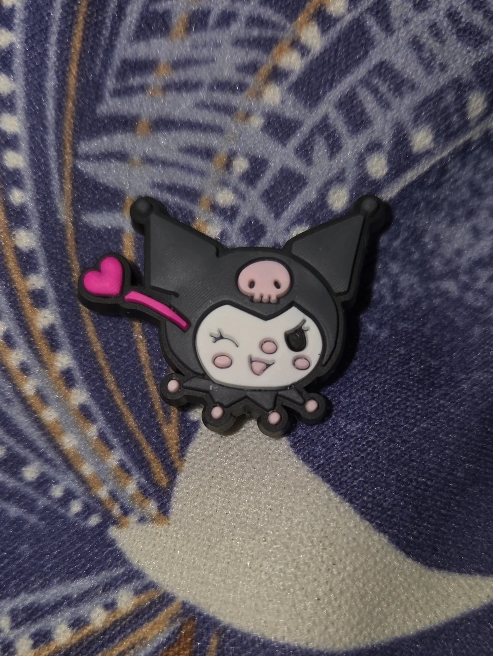 Sanrio Black and Pink Kuromi-Style Cat Charm Croc Charm