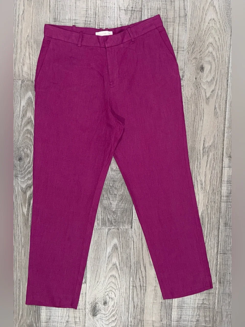 Mango Tailored Linen Dress Pants - Magenta Size 10