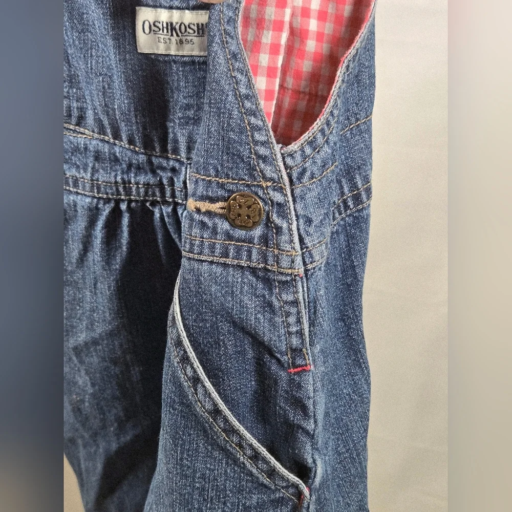 Vintage Oshkosh B'Gosh‎ Denim Ruffle Hem Overall Dress, Size 3